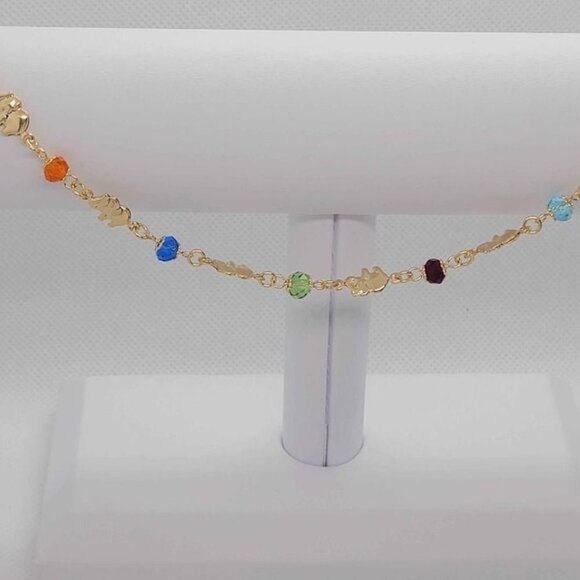 Brand  New Brazilian 18k Gold Filled Elephant beaded Colors Anklet - Picture 1 of 3